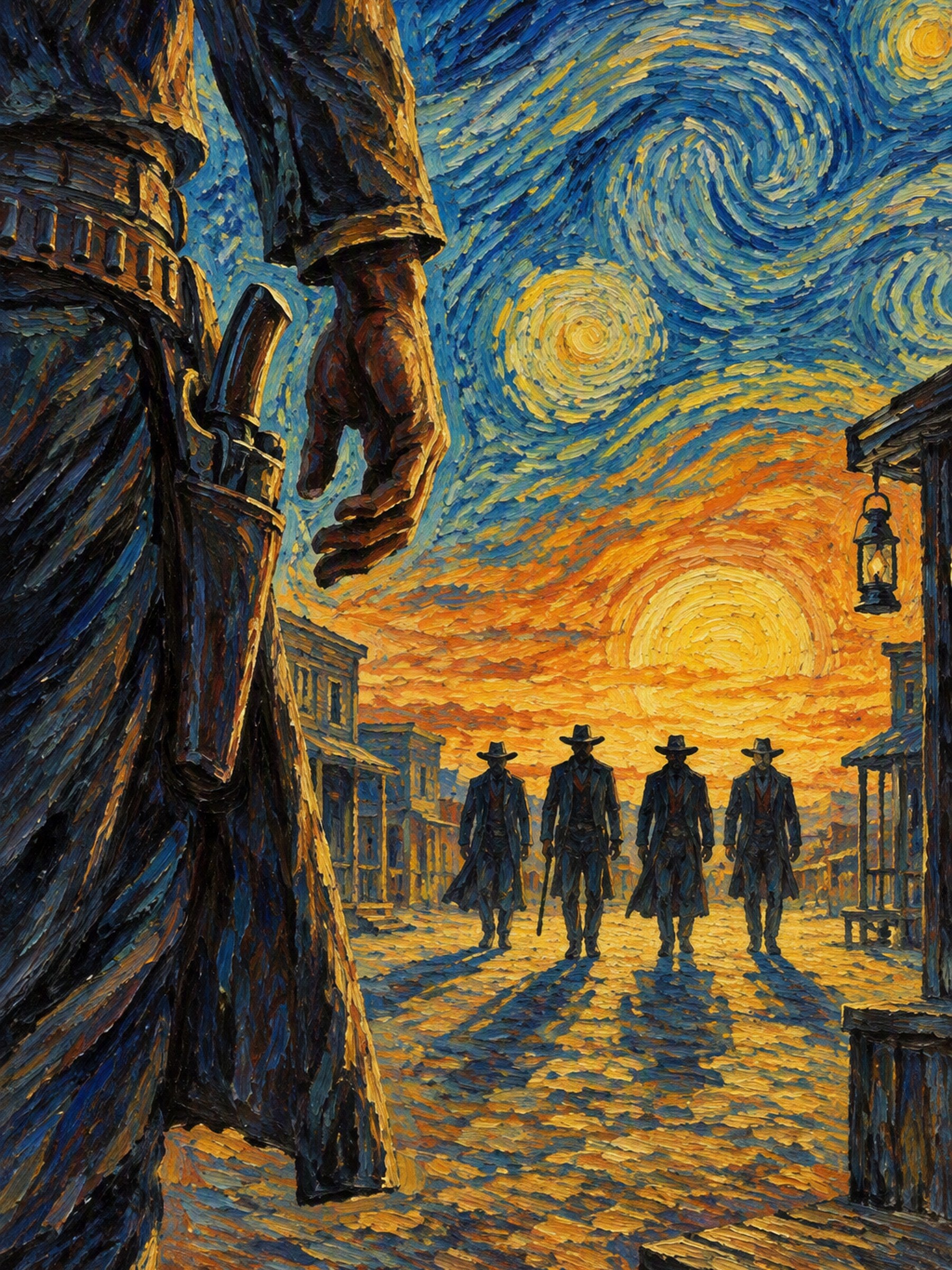 Tombstone inspired Van Gogh style western movie wall art print