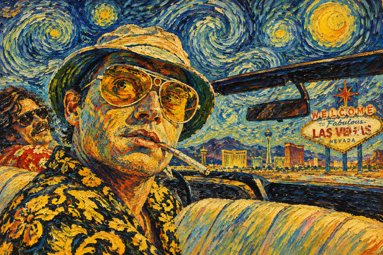 Fear and Loathing in Las Vegas inspired Van Gogh style movie wall art
